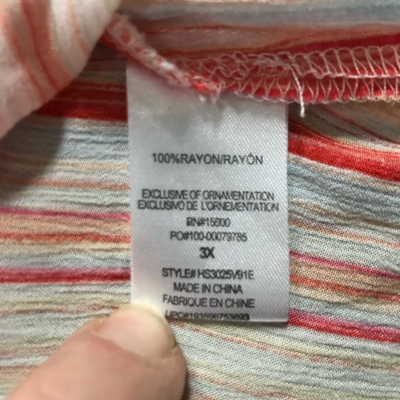 NEW - Philosophy Colorful Striped Button Blouse top Shirt ladies size 3X Orange - Picture 9 of 9